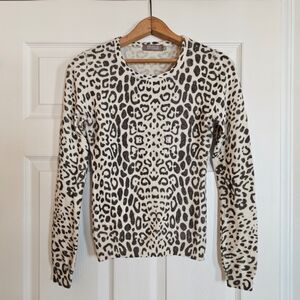 Brodie Cashmere Leopard Print Sweater Size XS